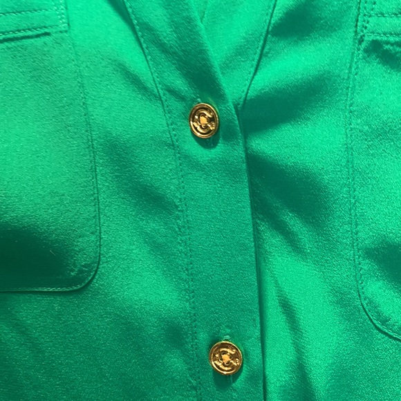 Emerald green silk blouse - Picture 4 of 6